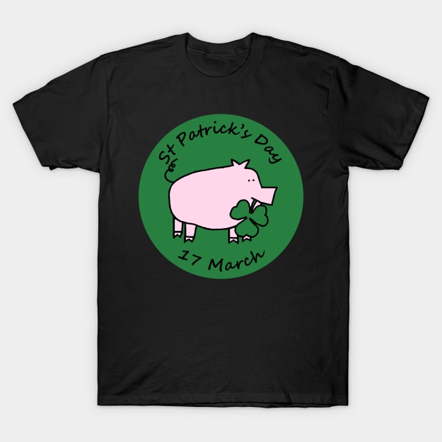 Pig with Shamrock St Patricks Day T-Shirt by ellenhenryart